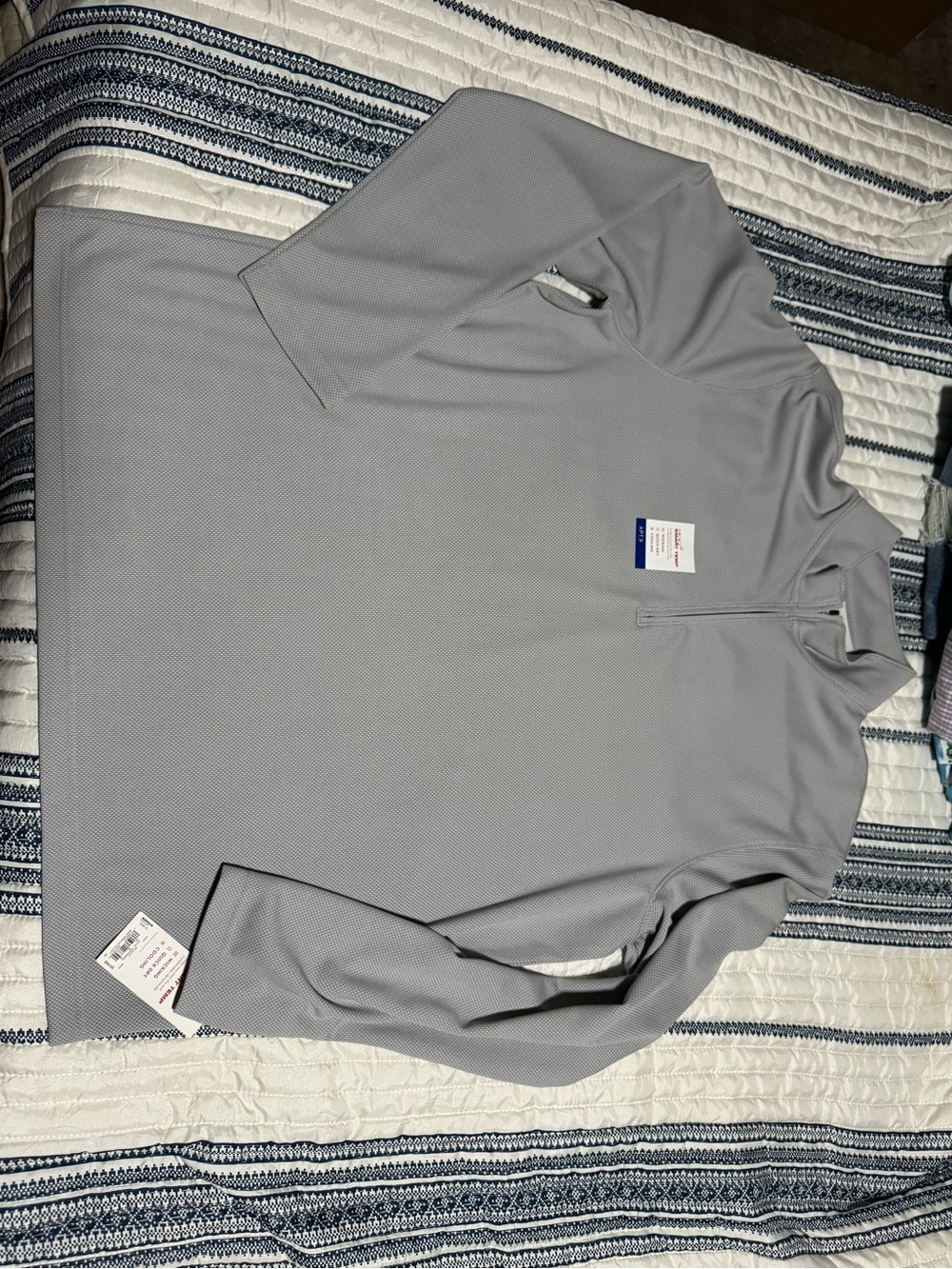 Apt. 9 Men's Light Gray Long Sleeve Half-Zip Dress Shirt